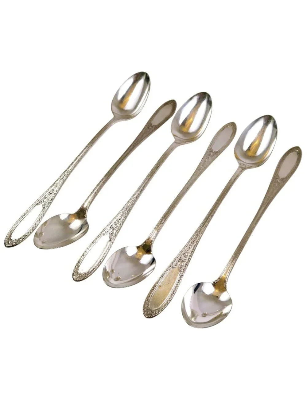 Ramona Lakewood Brentwood Iced Teaspoons (Set of 6) Oneida Silverplate Spoons